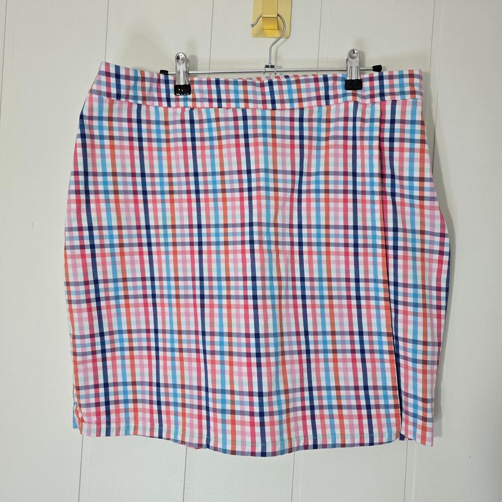 Talbots Check Plaid Skort Shorts Gingham Multi Color Stretch Size 14W